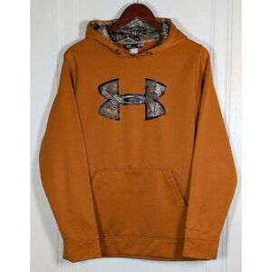Under Armour Hoodie Mens Small Orange Camo Storm ColdGear Pullover Hunting READ